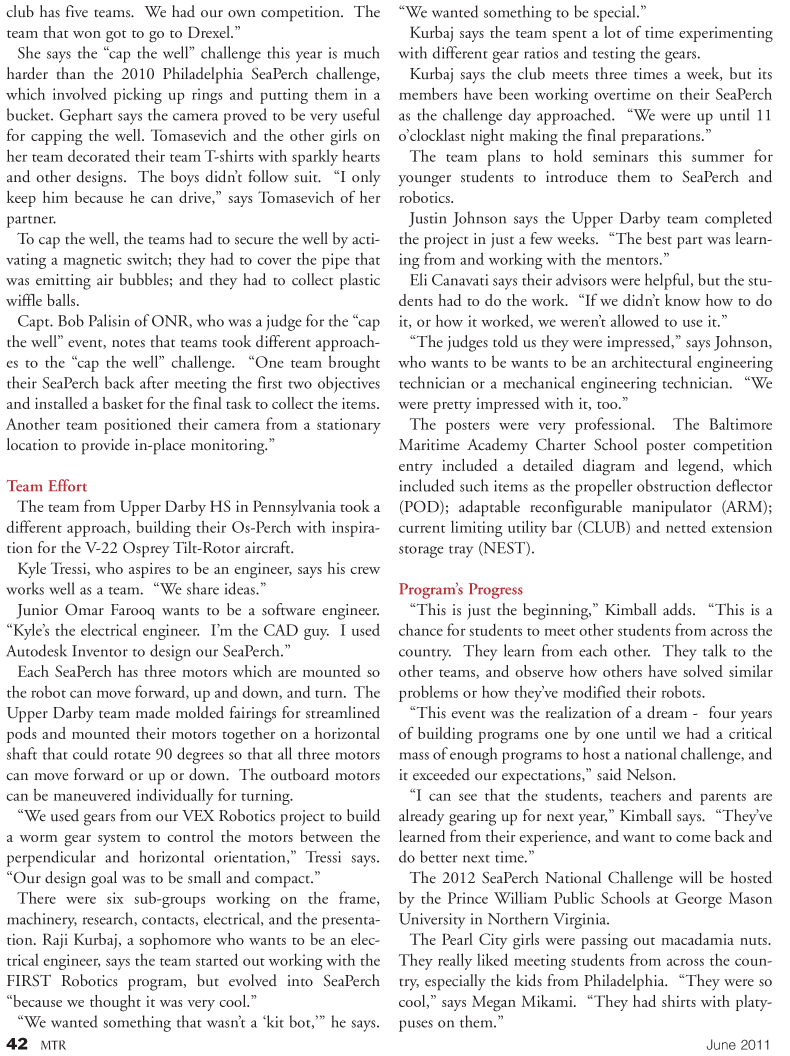 Marine Technology Magazine, page 42,  Jun 2011