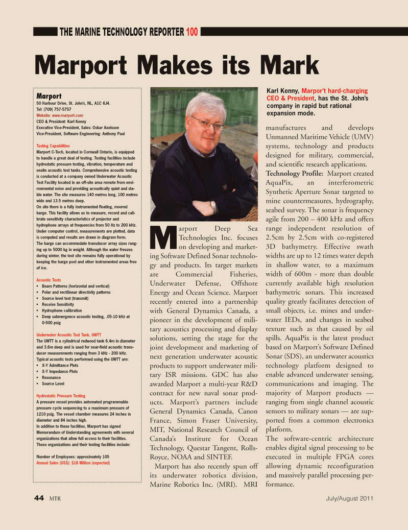 Marine Technology Magazine, page 44,  Jul 2011