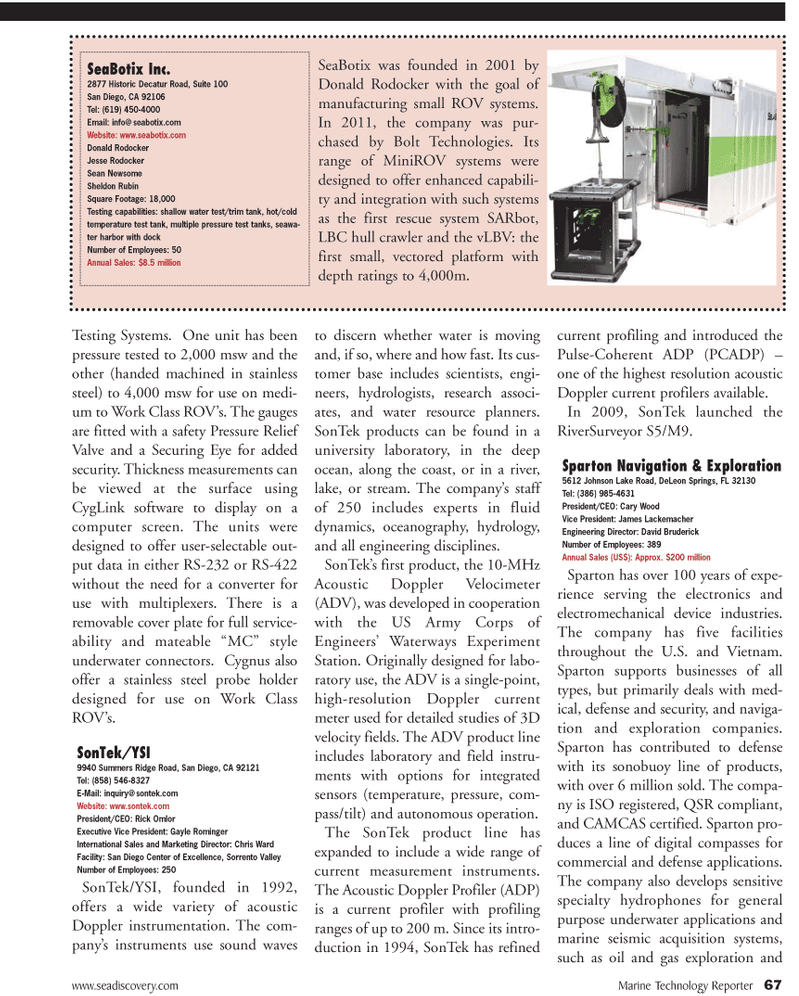 Marine Technology Magazine, page 67,  Jul 2011