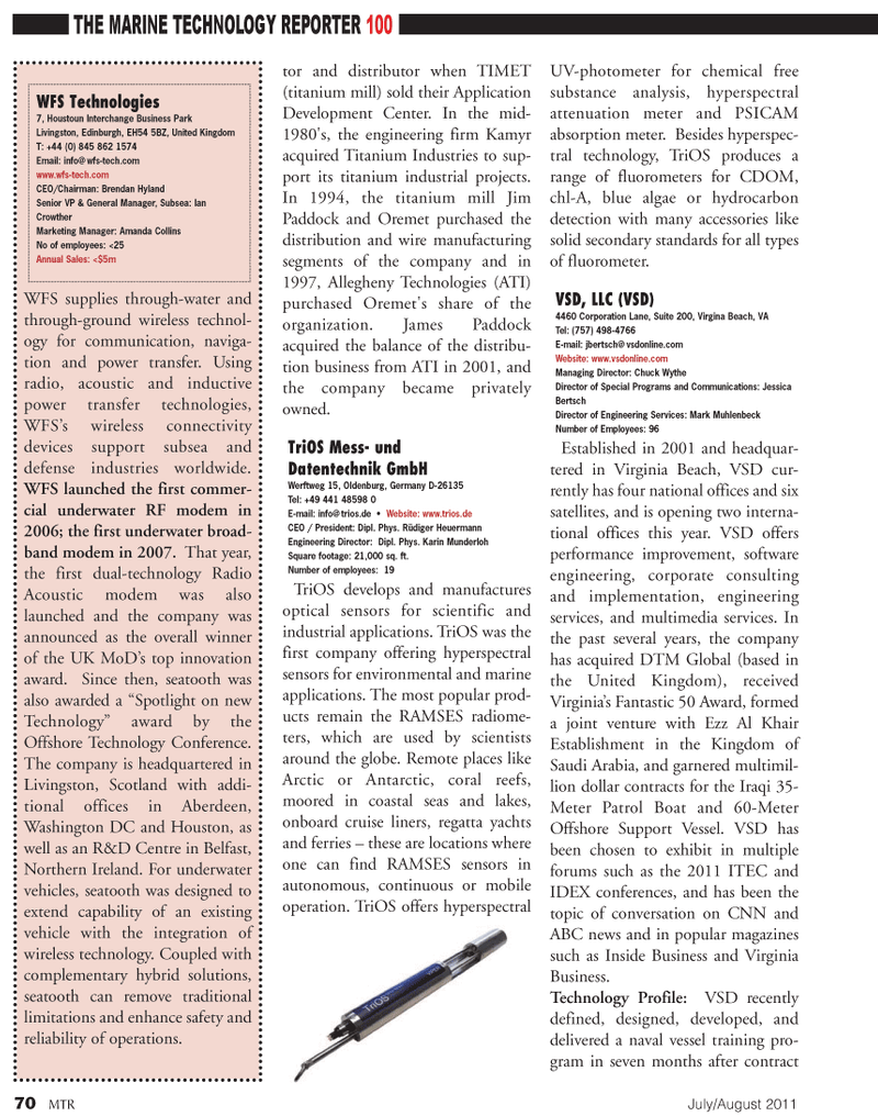 Marine Technology Magazine, page 70,  Jul 2011