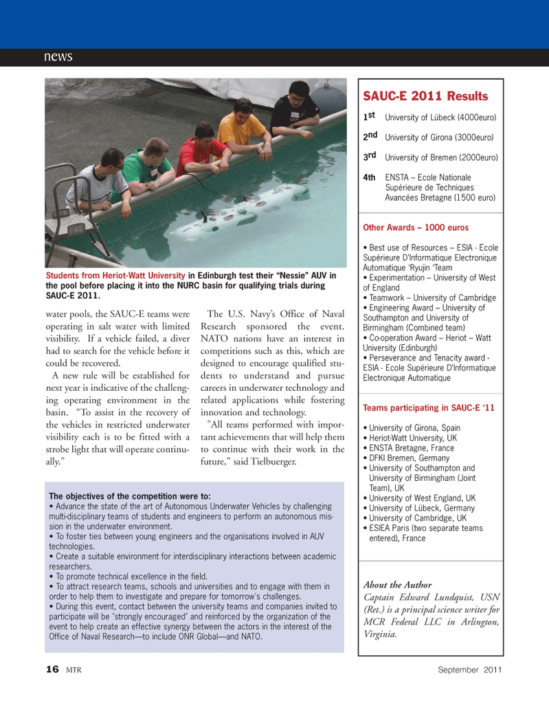 Marine Technology Magazine, page 16,  Sep 2011