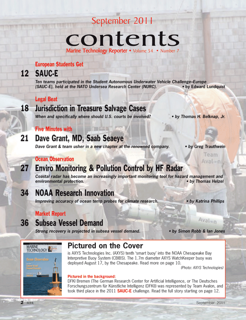 Marine Technology Magazine, page 2,  Sep 2011