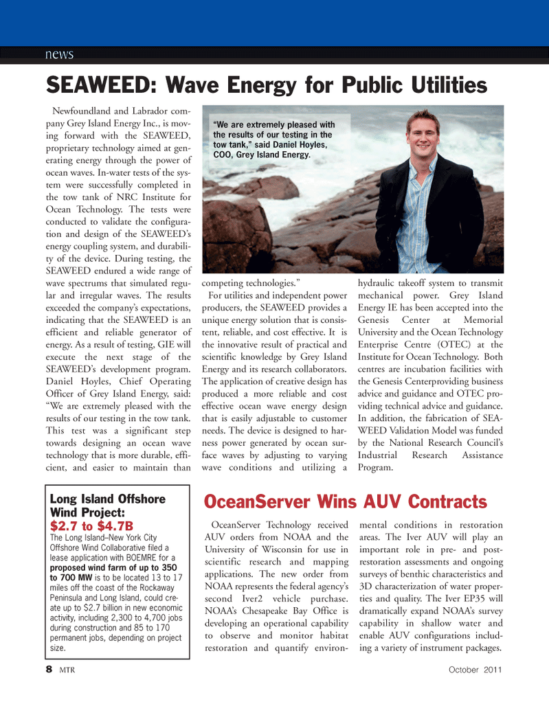 Marine Technology Magazine, page 8,  Oct 2011