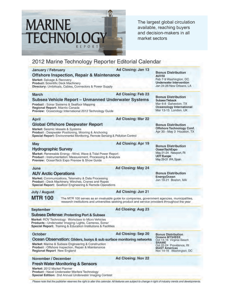 Marine Technology Magazine, page 16,  Oct 2011