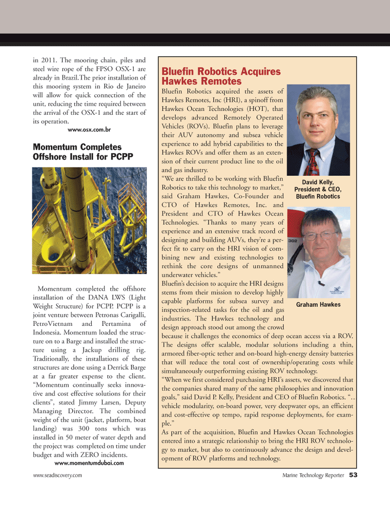 Marine Technology Magazine, page 53,  Oct 2011