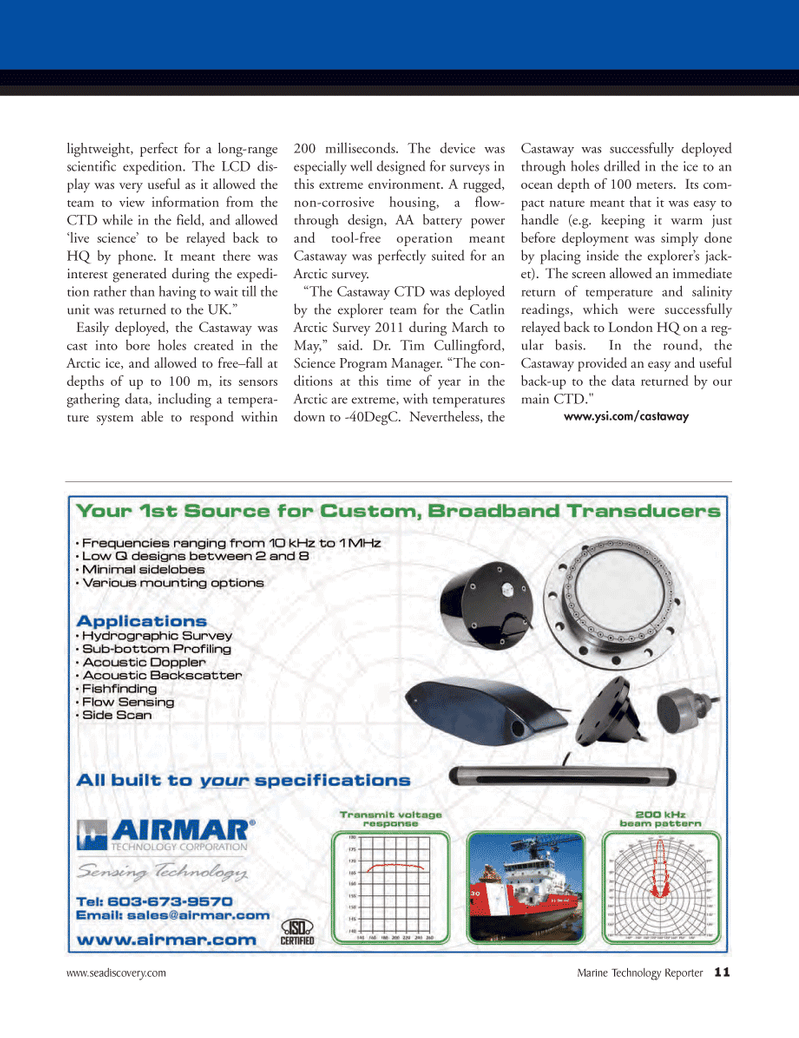 Marine Technology Magazine, page 11,  Nov 2011