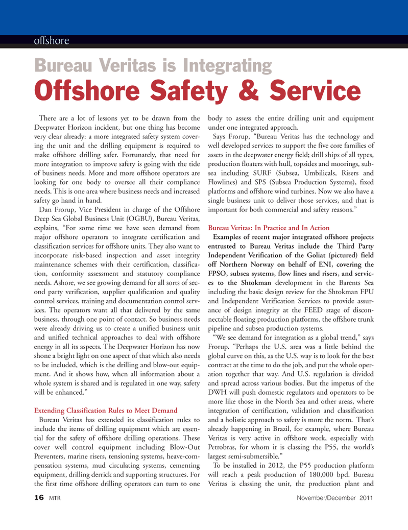 Marine Technology Magazine, page 16,  Nov 2011