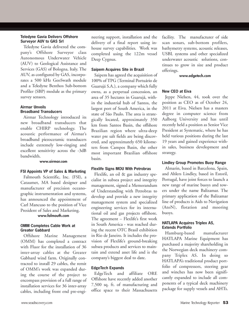 Marine Technology Magazine, page 53,  Nov 2011