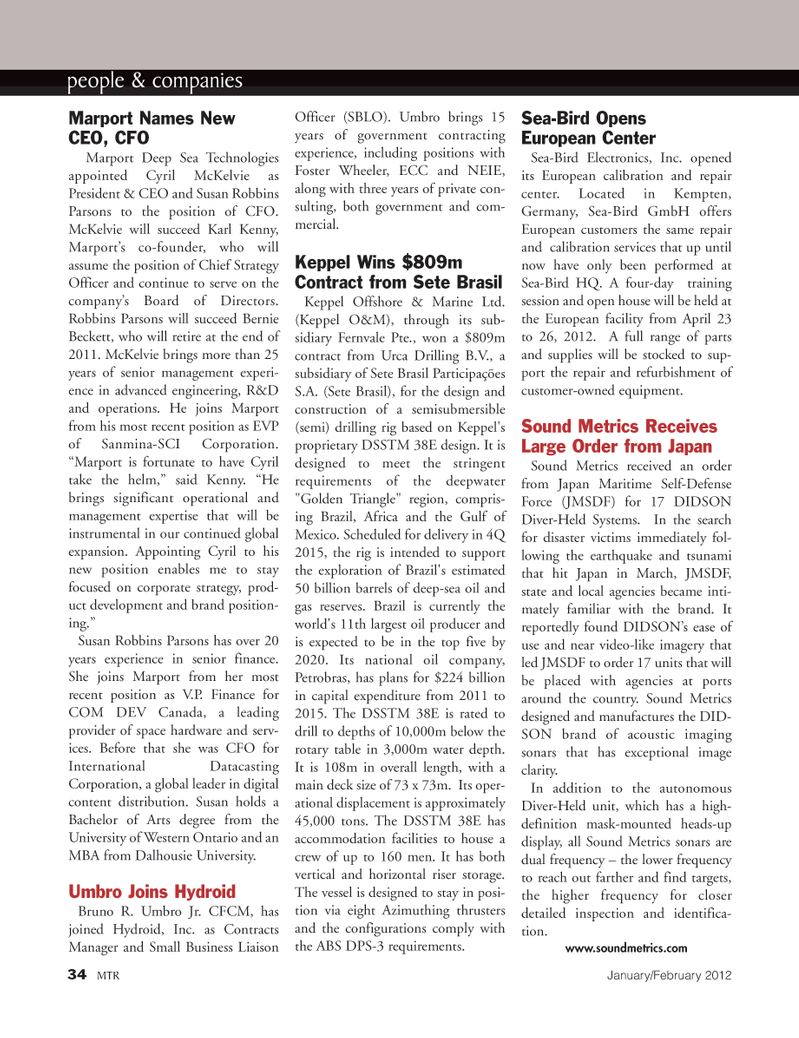 Marine Technology Magazine, page 34,  Jan 2012