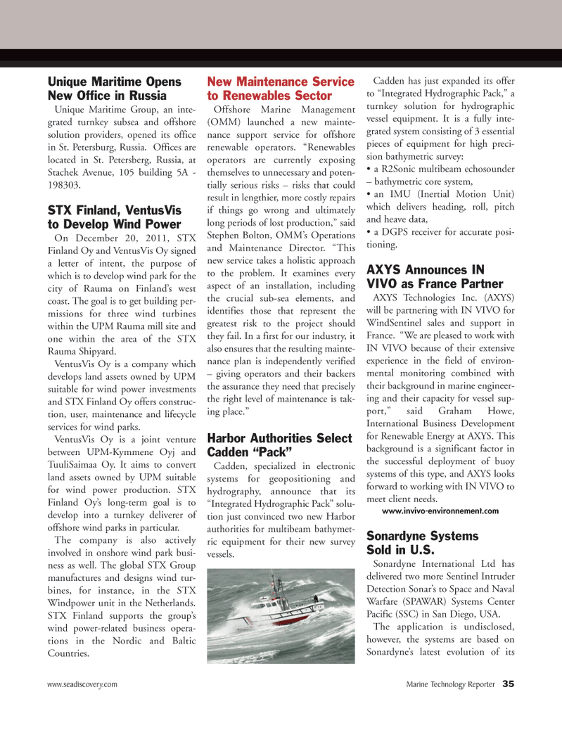 Marine Technology Magazine, page 35,  Jan 2012