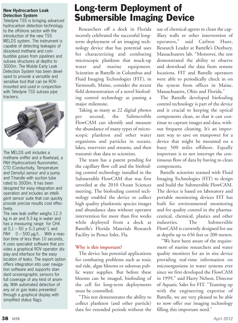 Marine Technology Magazine, page 38,  Apr 2012