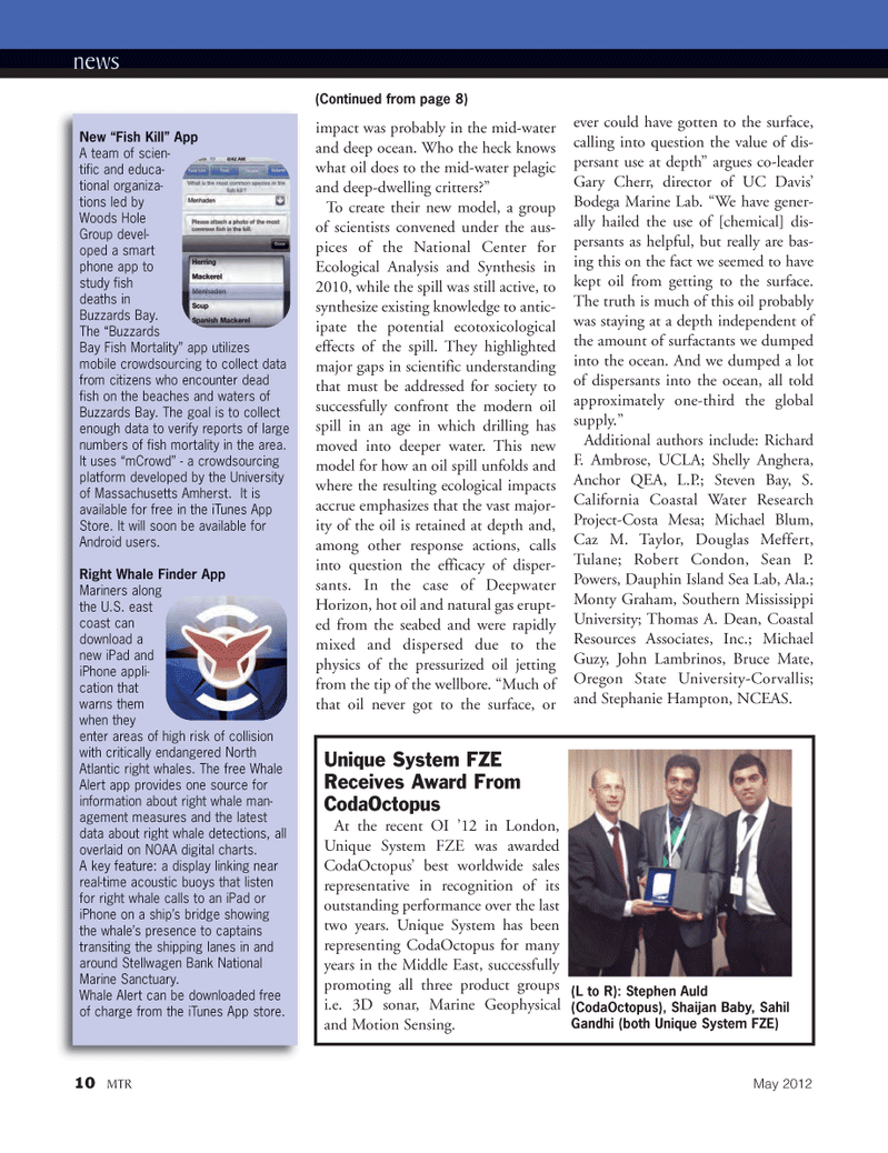 Marine Technology Magazine, page 10,  May 2012