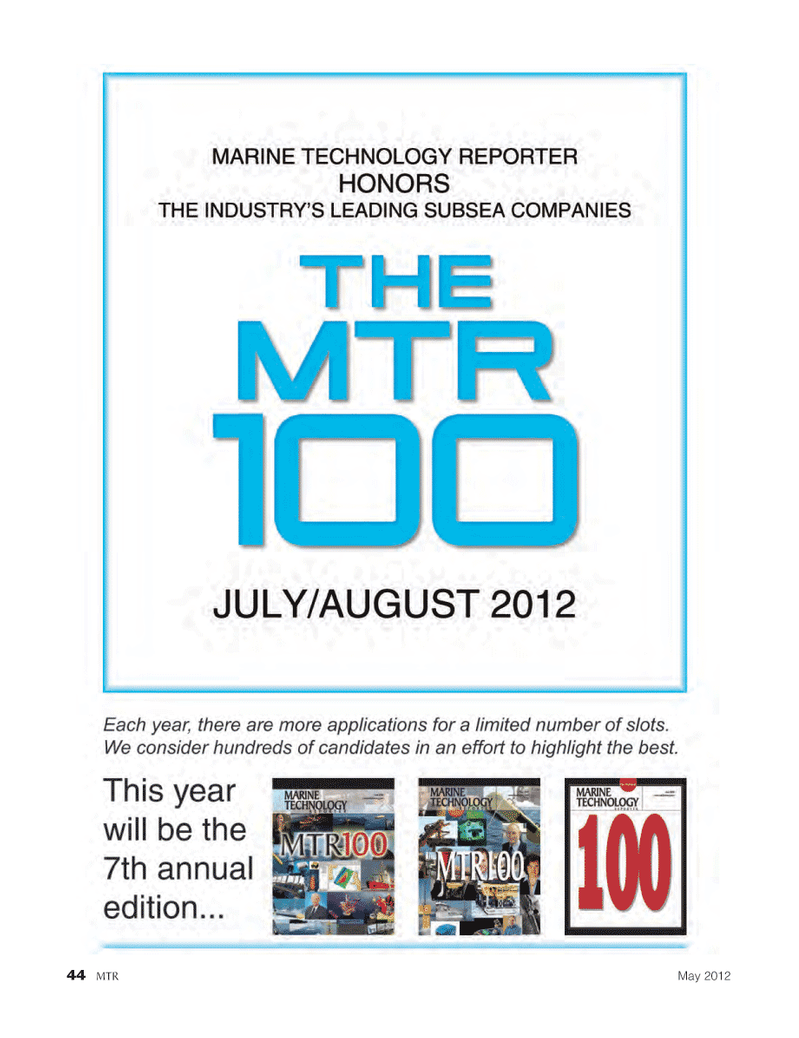 Marine Technology Magazine, page 44,  May 2012