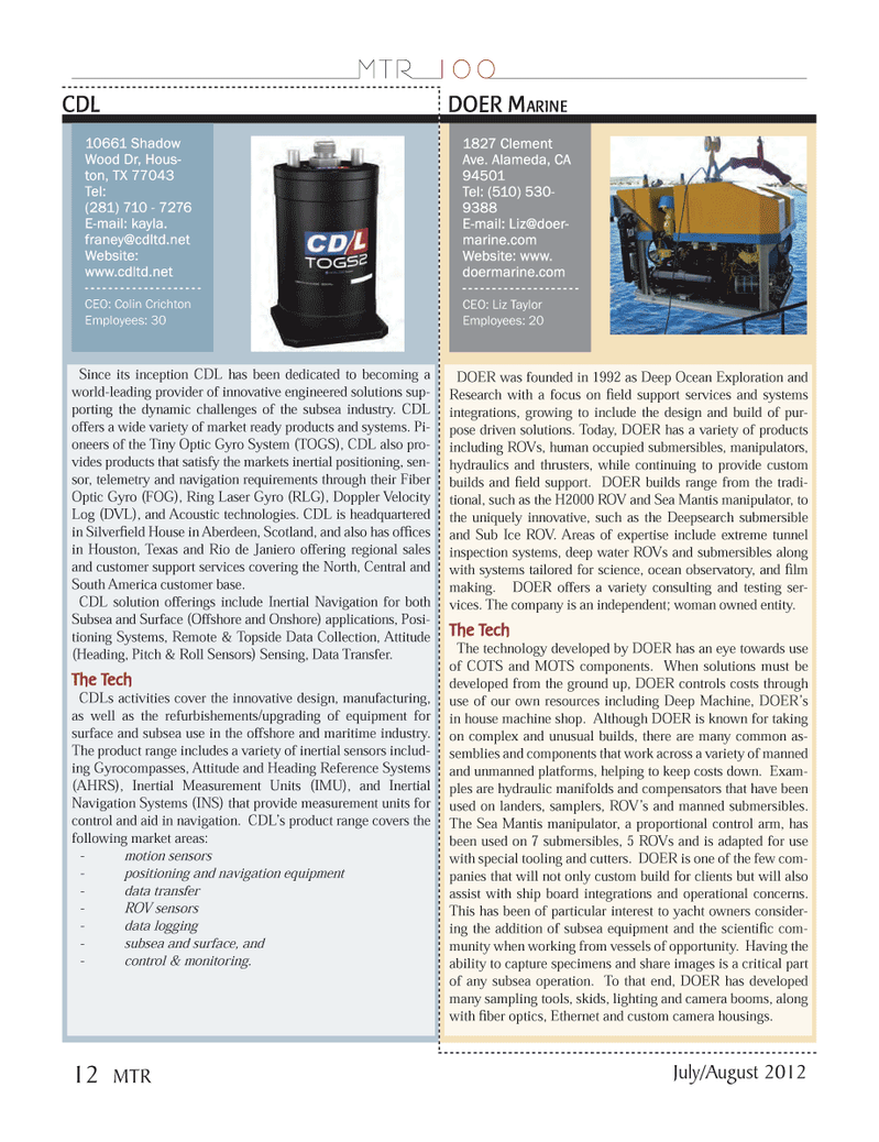 Marine Technology Magazine, page 12,  Jul 2012