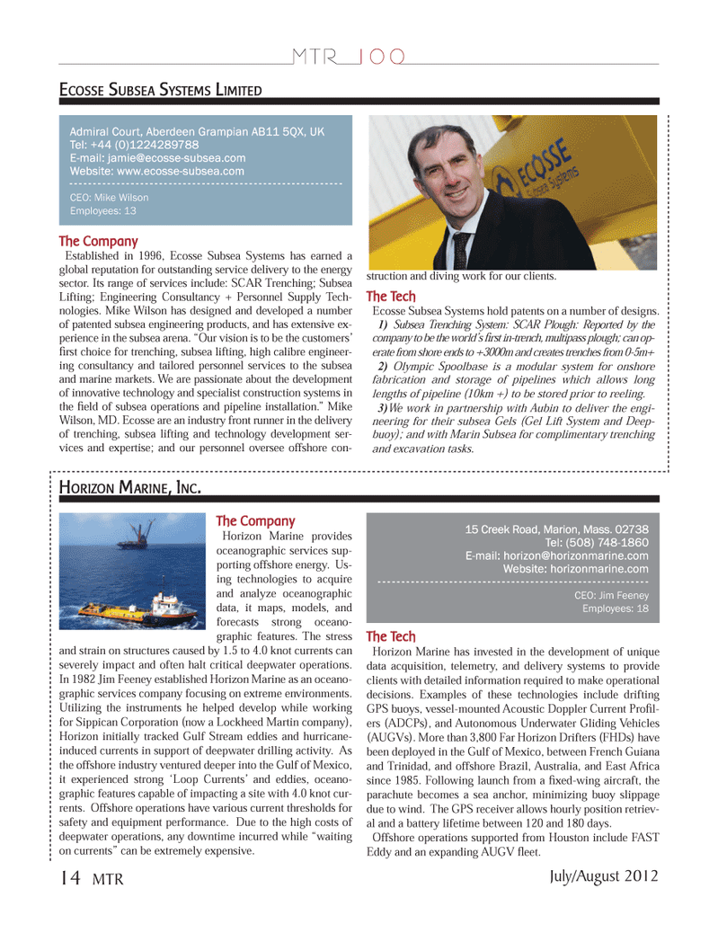 Marine Technology Magazine, page 14,  Jul 2012