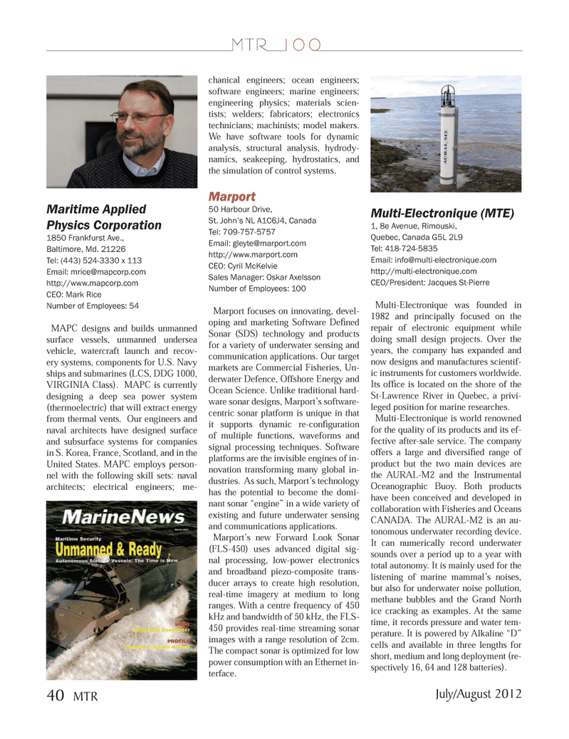 Marine Technology Magazine, page 40,  Jul 2012