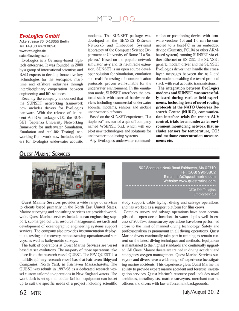 Marine Technology Magazine, page 62,  Jul 2012