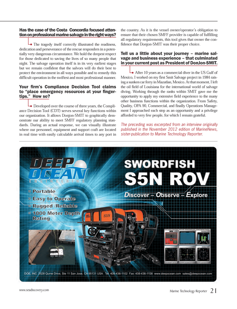 Marine Technology Magazine, page 21,  Nov 2012