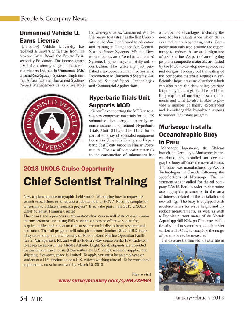 Marine Technology Magazine, page 54,  Jan 2013
