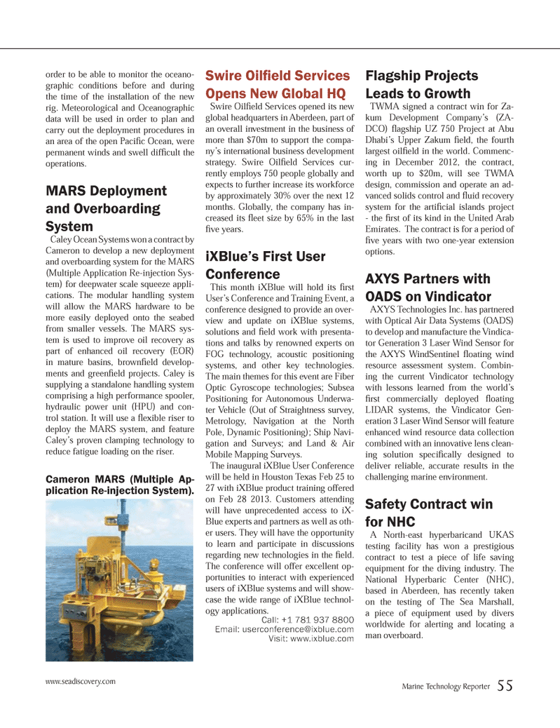 Marine Technology Magazine, page 55,  Jan 2013