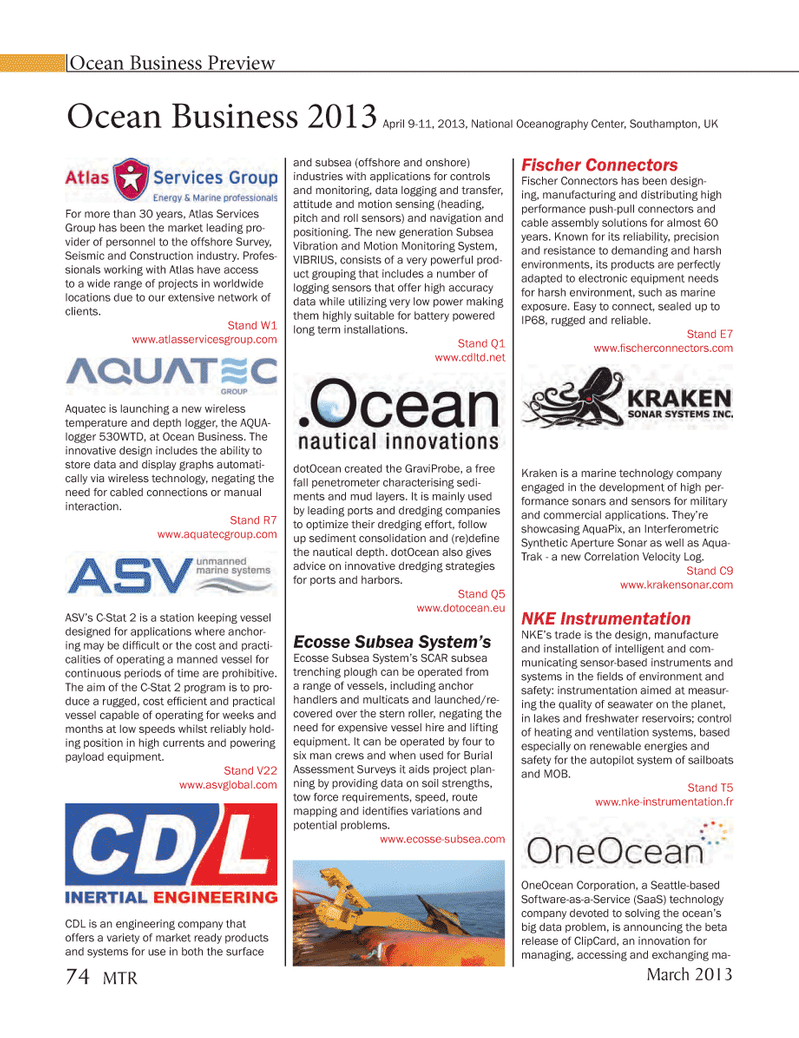 Marine Technology Magazine, page 74,  Mar 2013