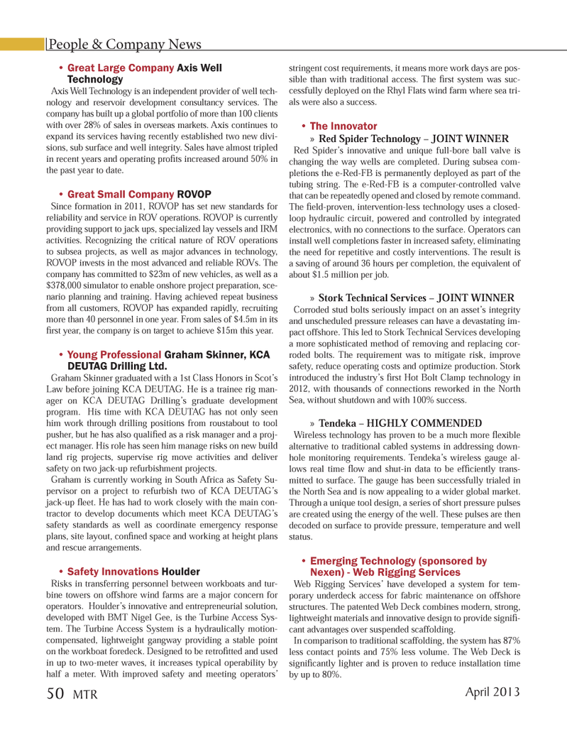 Marine Technology Magazine, page 50,  Apr 2013