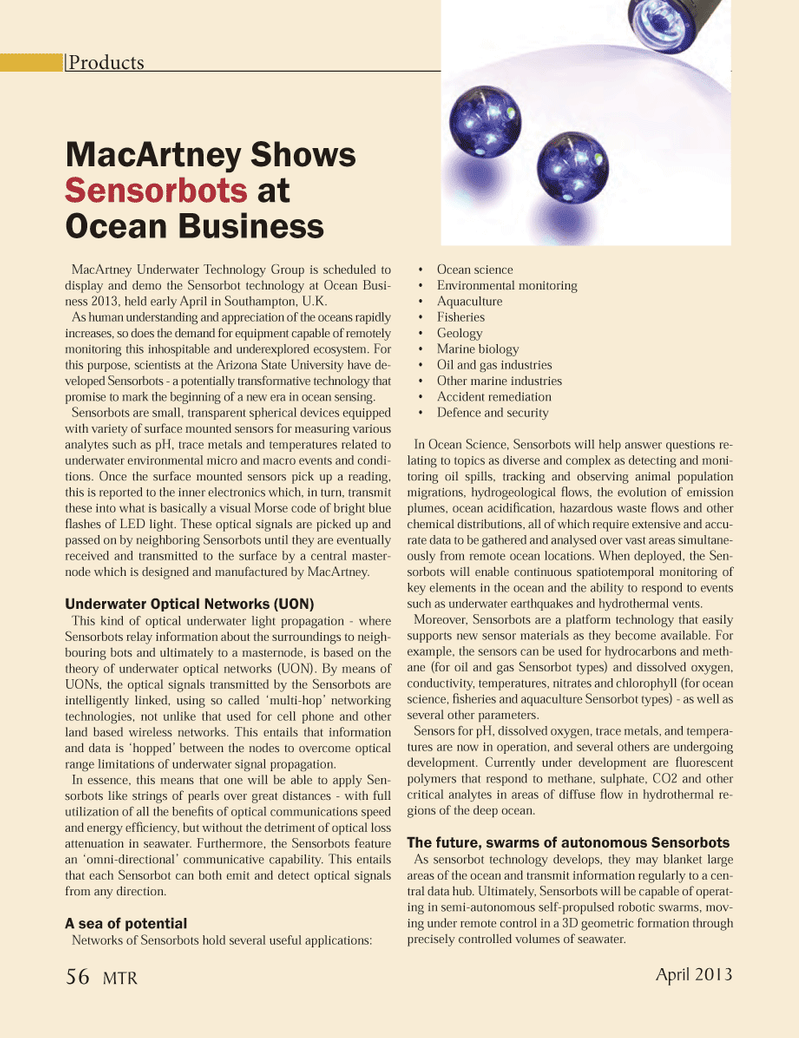 Marine Technology Magazine, page 56,  Apr 2013