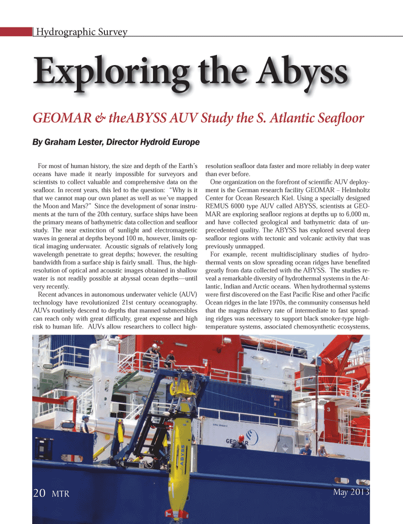 Marine Technology Magazine, page 20,  May 2013
