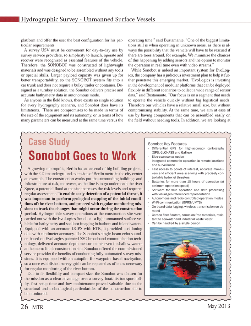 Marine Technology Magazine, page 26,  May 2013