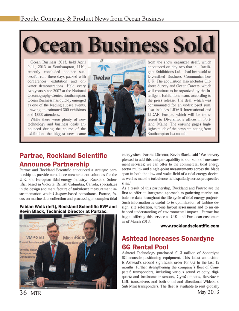 Marine Technology Magazine, page 36,  May 2013