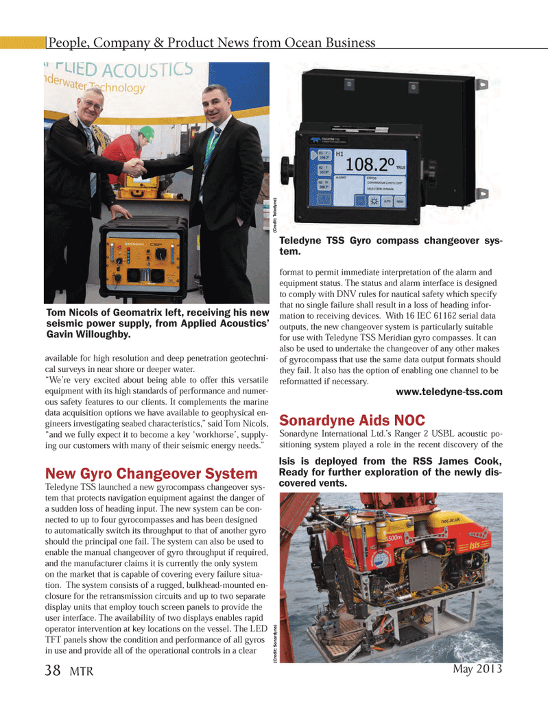 Marine Technology Magazine, page 38,  May 2013