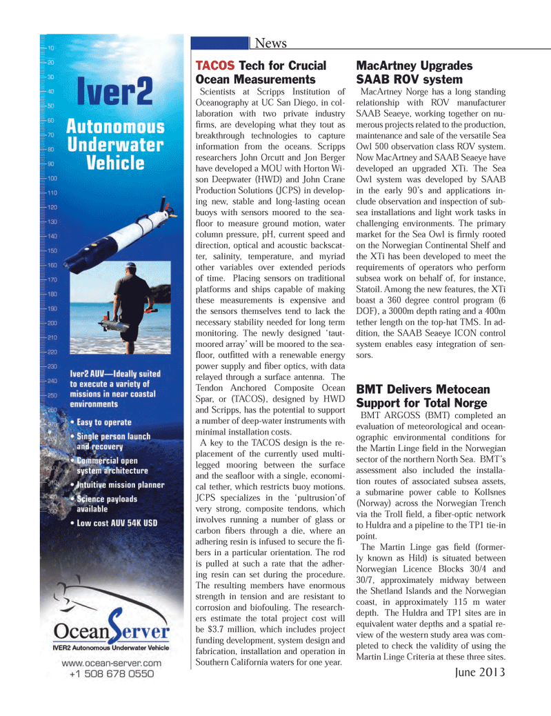 Marine Technology Magazine, page 12,  Jun 2013