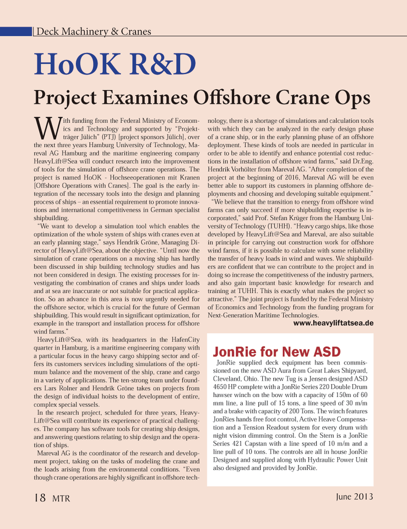 Marine Technology Magazine, page 18,  Jun 2013