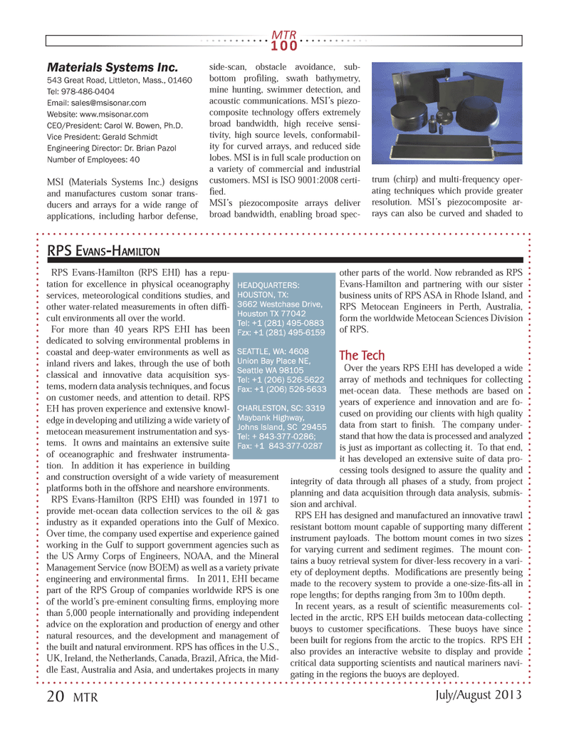 Marine Technology Magazine, page 20,  Jul 2013