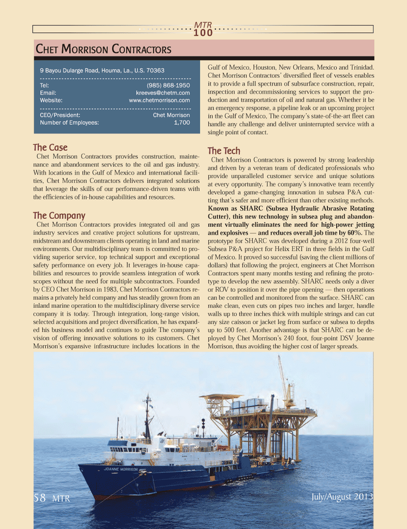 Marine Technology Magazine, page 58,  Jul 2013
