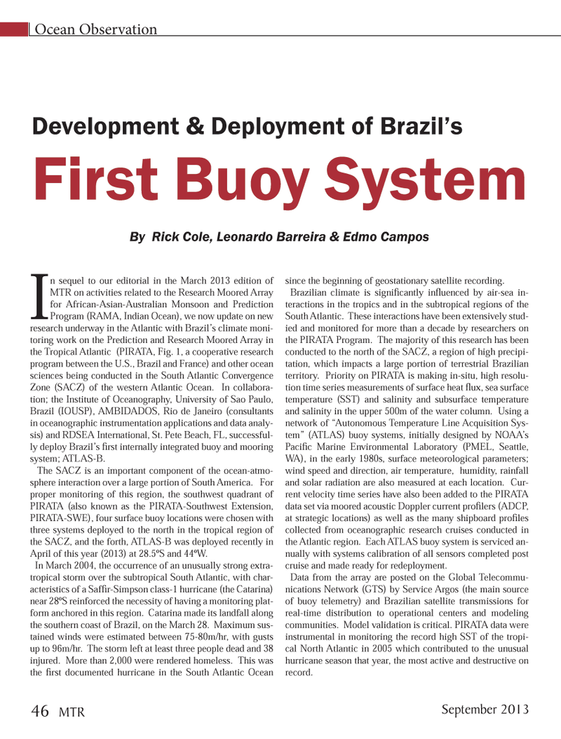 Marine Technology Magazine, page 46,  Sep 2013