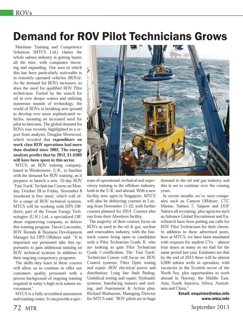Marine Technology Magazine, page 72,  Sep 2013