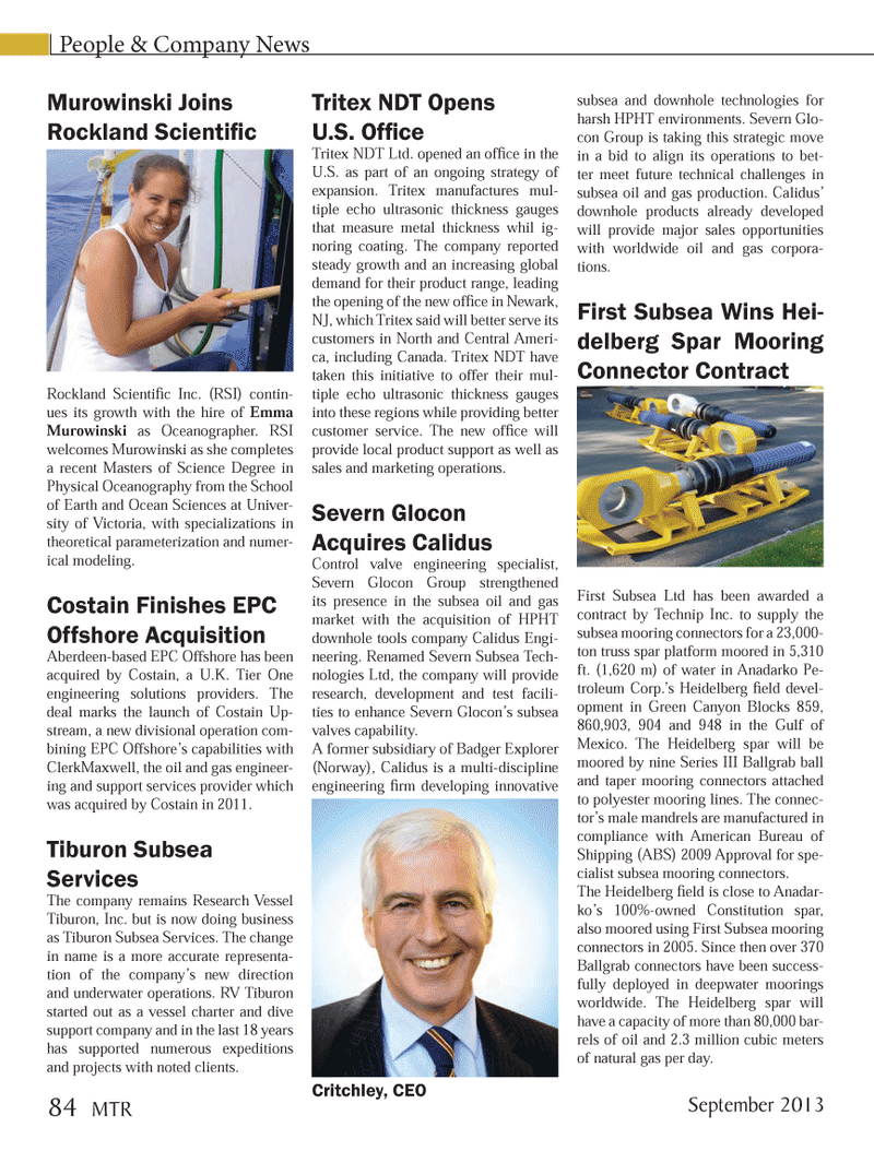 Marine Technology Magazine, page 84,  Sep 2013