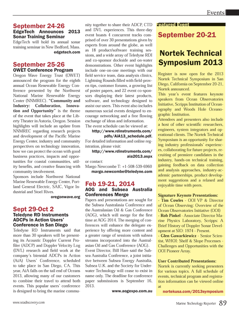 Marine Technology Magazine, page 89,  Sep 2013
