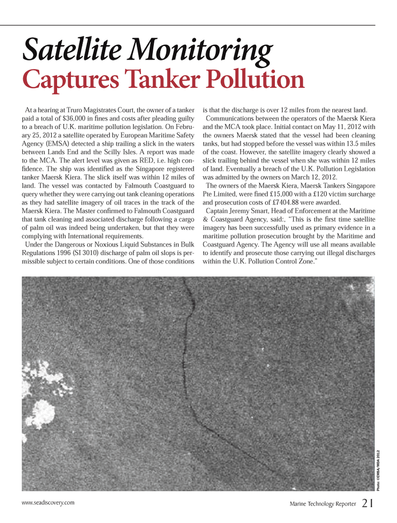 Marine Technology Magazine, page 21,  Oct 2013