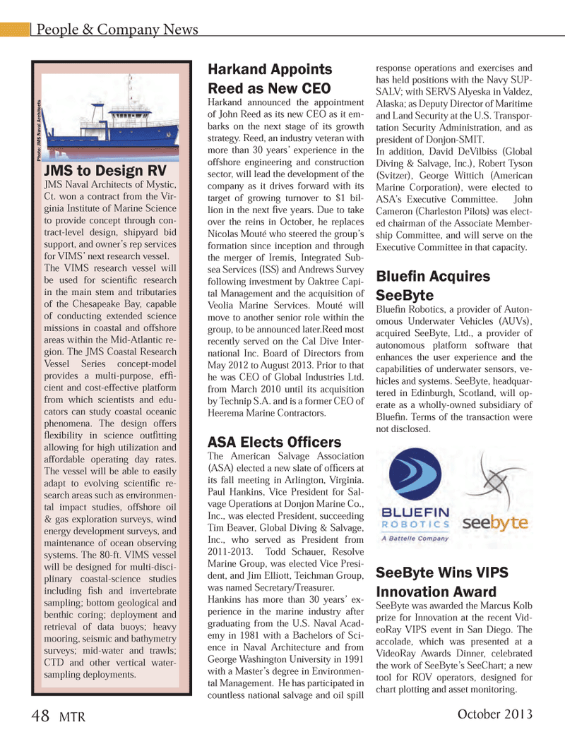 Marine Technology Magazine, page 48,  Oct 2013