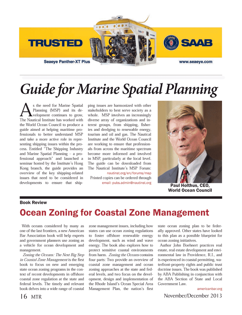 Marine Technology Magazine, page 16,  Nov 2013