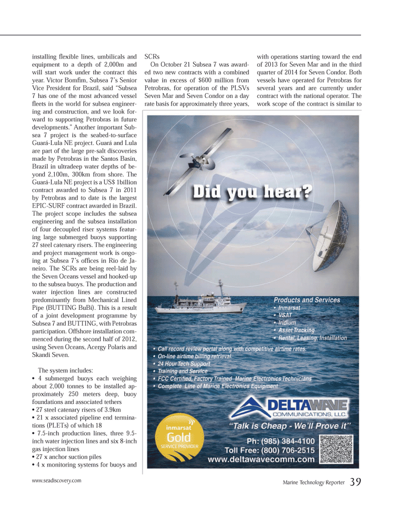 Marine Technology Magazine, page 39,  Nov 2013