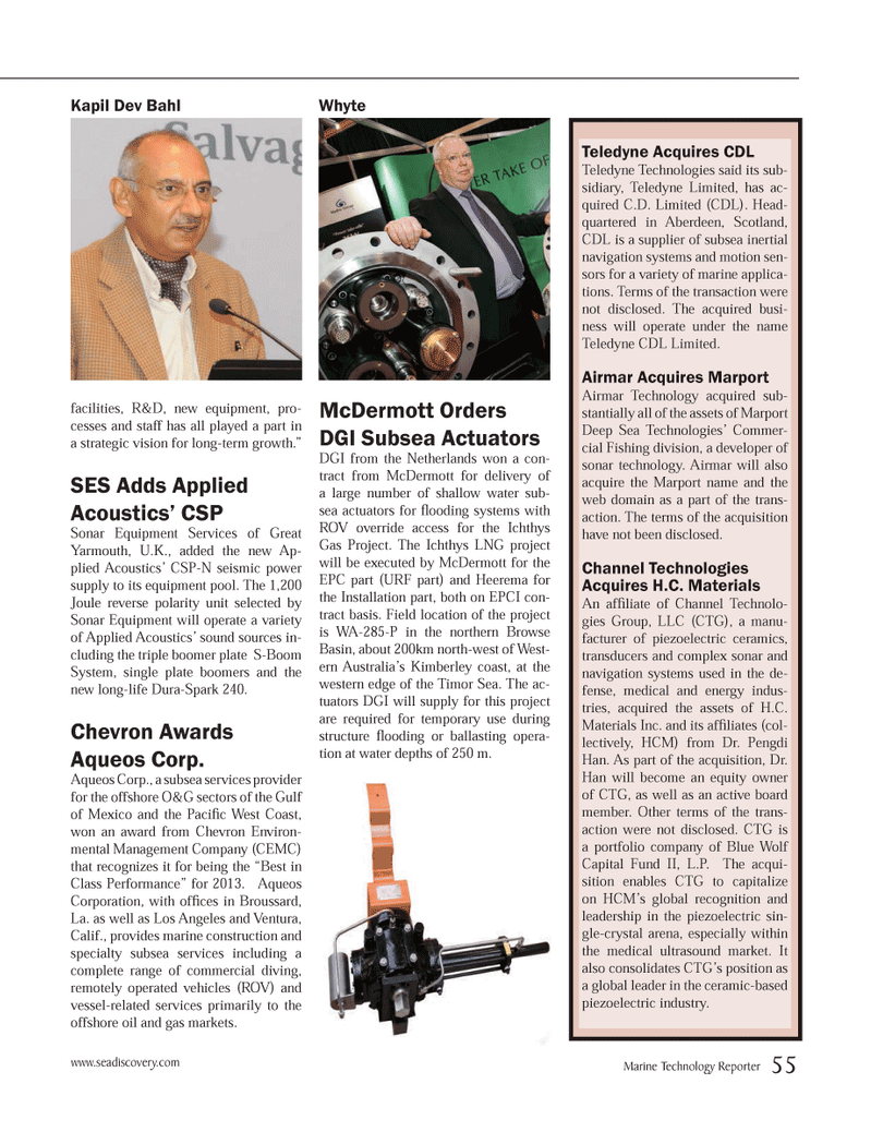 Marine Technology Magazine, page 55,  Nov 2013