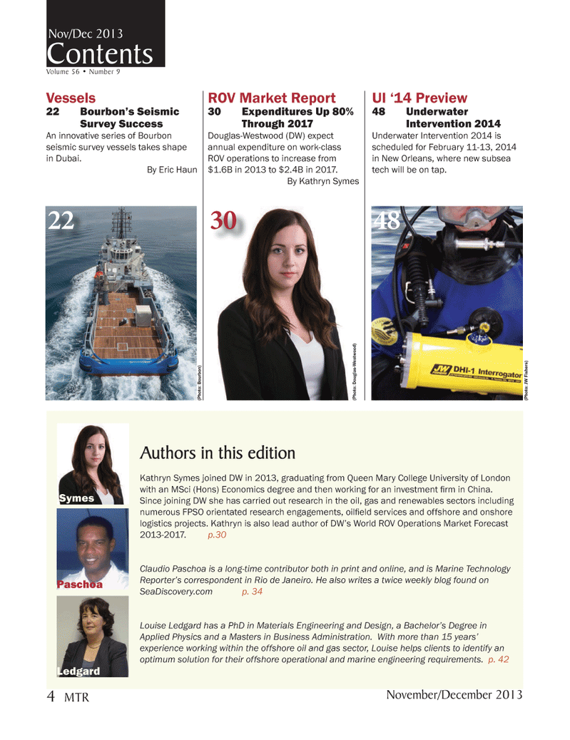 Marine Technology Magazine, page 4,  Nov 2013