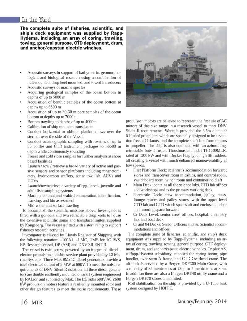 Marine Technology Magazine, page 16,  Jan 2014