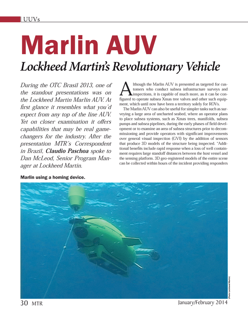 Marine Technology Magazine, page 30,  Jan 2014