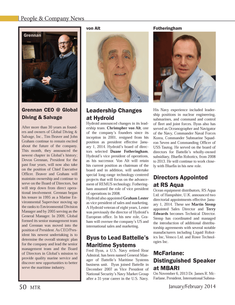 Marine Technology Magazine, page 50,  Jan 2014