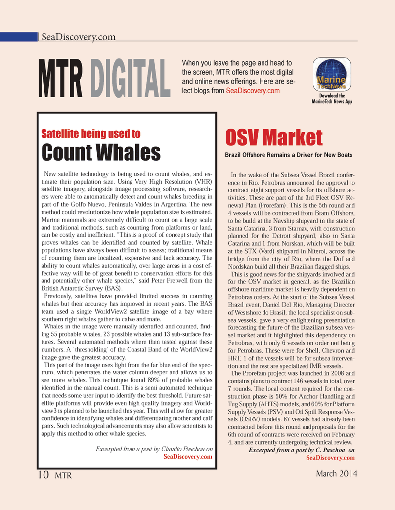Marine Technology Magazine, page 10,  Mar 2014