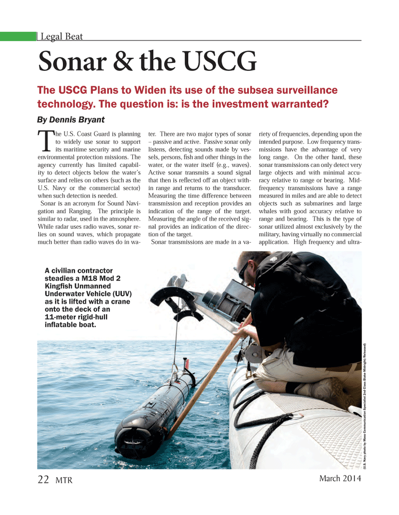 Marine Technology Magazine, page 22,  Mar 2014